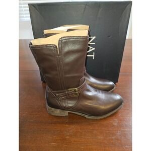 NATURALIZER Womens Chocolate Brown Gloriah Round Toe Block Heel Moto 6.5 M‎ NIB